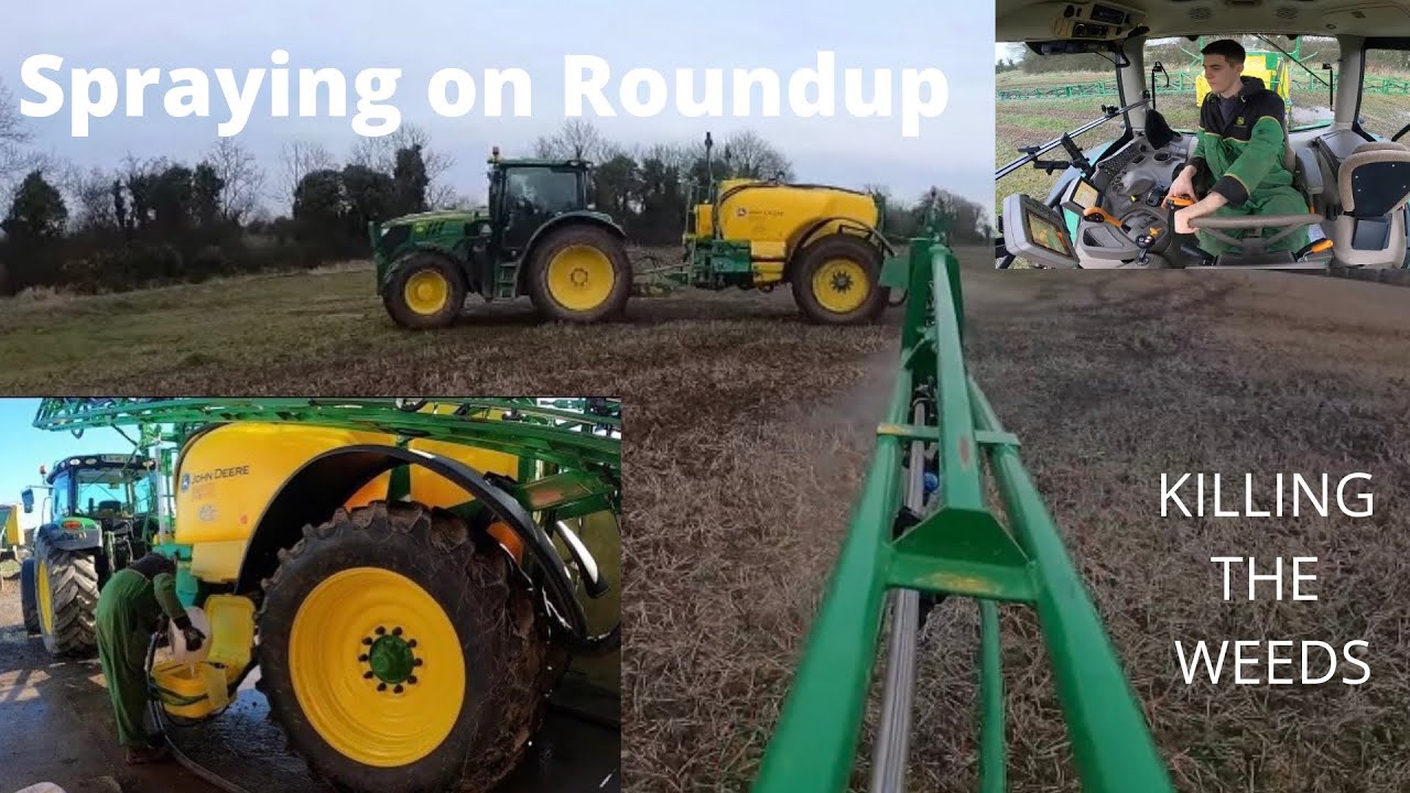 Spraying Off Stubble Ground With Roundup - John Deere 6150R - John Deere 740i - GoPro HD