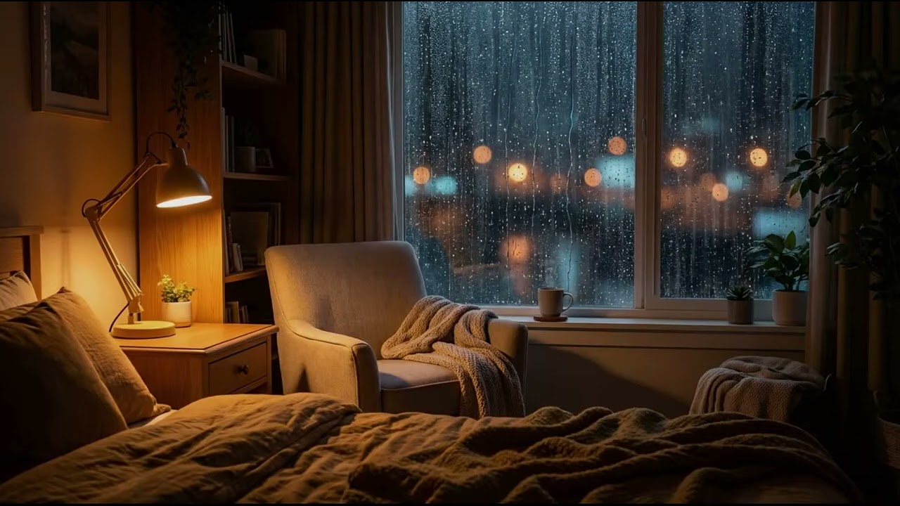 Fall Asleep in Minutes 🌧️⚡ Powerful Window Rain & Soft Thunder for Deep Relaxation