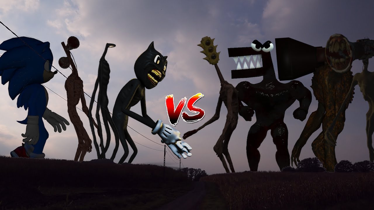 Siren Head, Light, Cartoon Cat & Sonic VS Megahorn, Megaphone, Buff Alphabet Lore & Traffic Light
