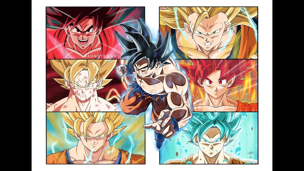 Drawing THE EVOLUTION OF GOKU | Dragon Ball Super | Ultra Instinct | Universe 7 | Mahnster Art