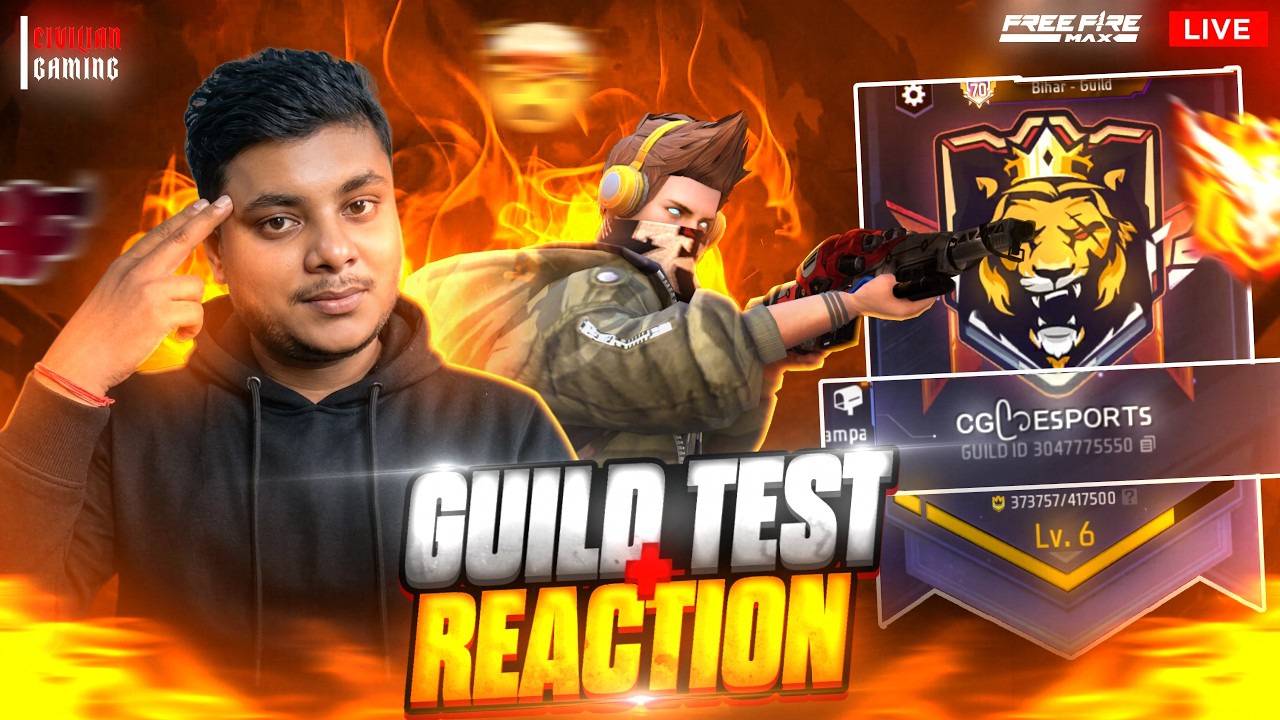 Guild Test Live Reaction On Gameplay With Civilian Gaming #freefire #gaming #guildtest