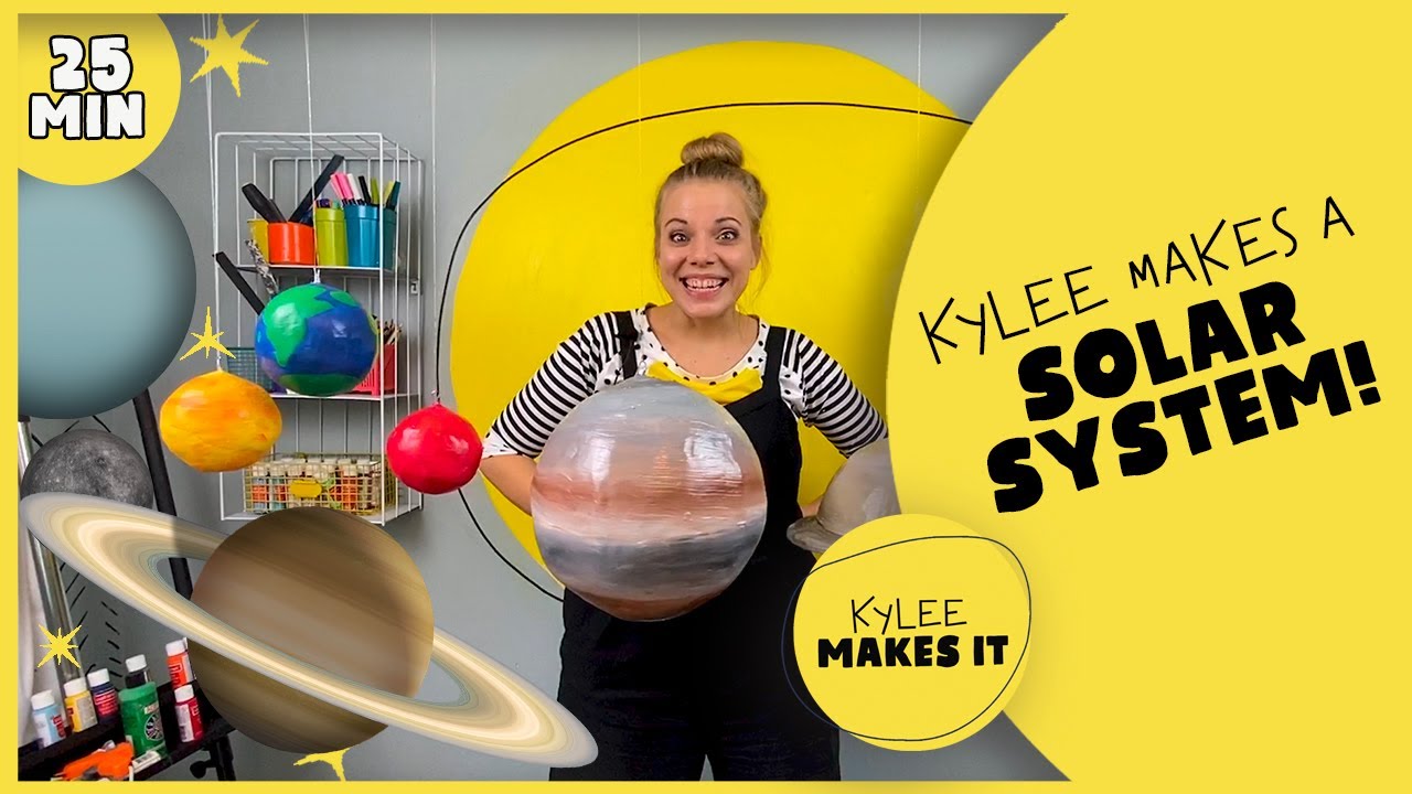 Kylee Makes a Solar System | Kids Art Video about Planets & Stars! Make a Paper Mache Solar System