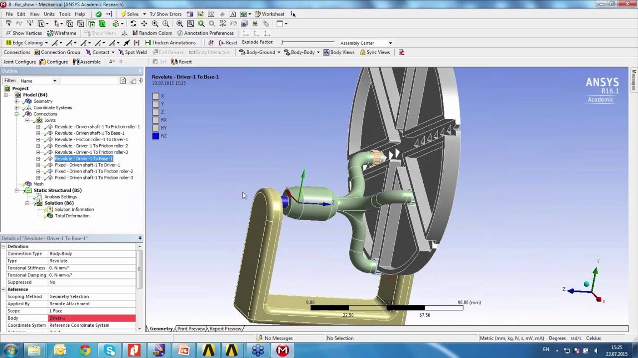 Применение шарниров (Joints) в ANSYS Mechanical