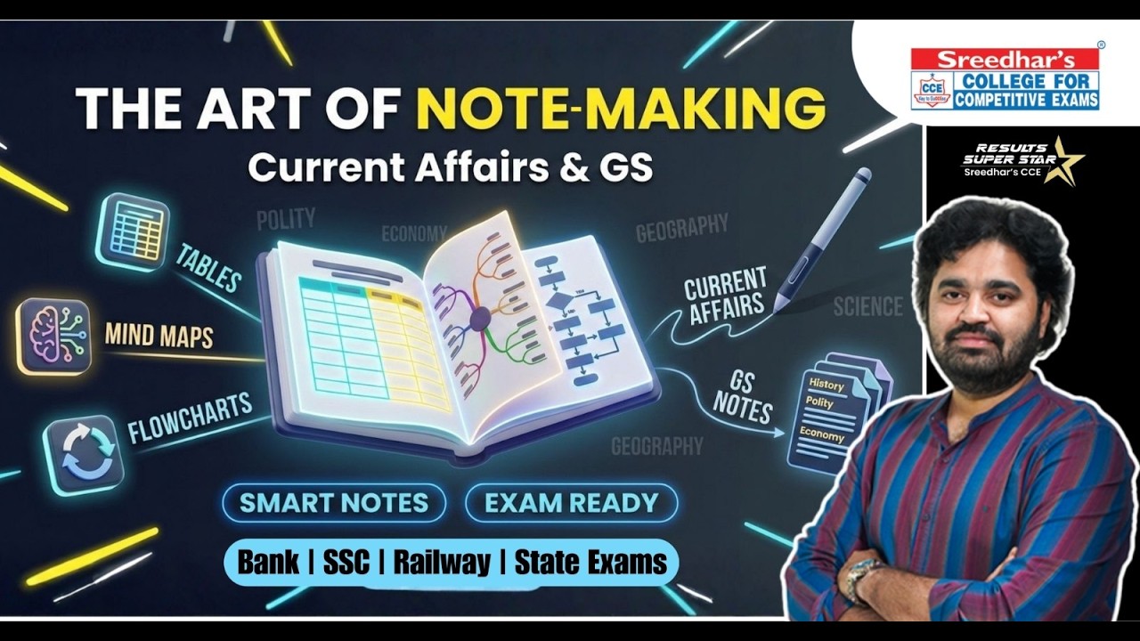 🔴THE ART OF NOTE MAKING Current Affairs & GS 🔥 | BANK | SSC | RRB | Sreedhasr's CCE | PHANI SIR