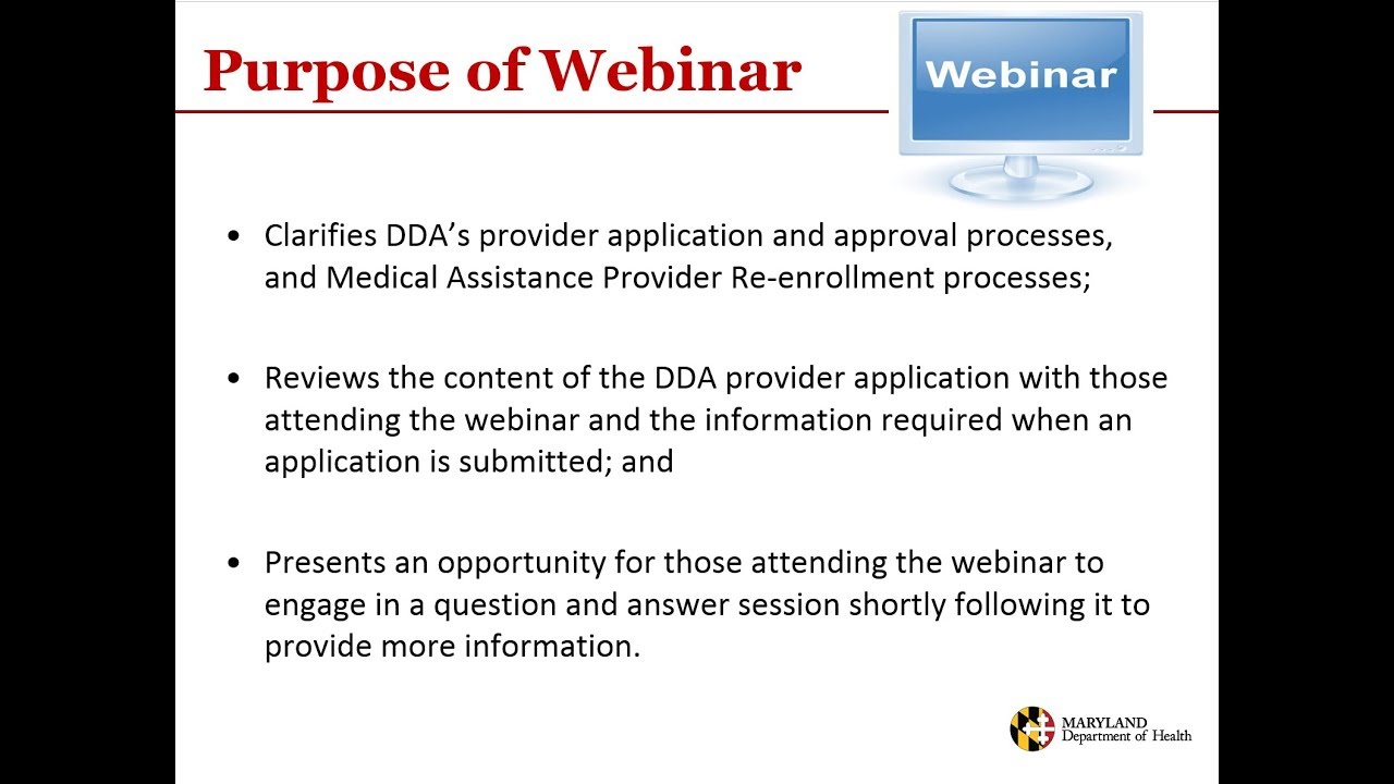 Provider Application Webinar, April 2018