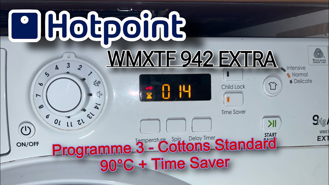 Hotpoint WMXTF 942 EXTRA:  Programme 3 - Cottons Standard 90ºC + Time Saver