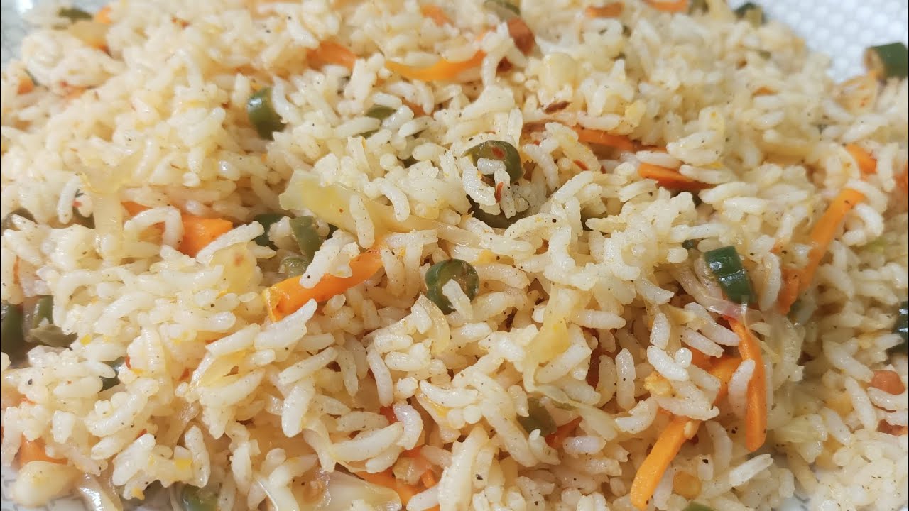 Vegetable fried rice without any sauce in telugu|how to make veg fried rice without sauce telugu|
