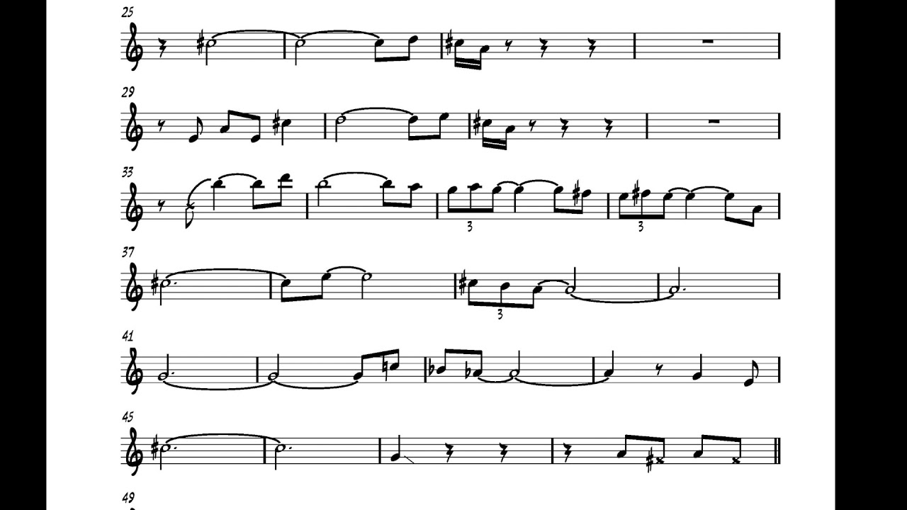 All Blues Miles Davis solo transcription for Bb