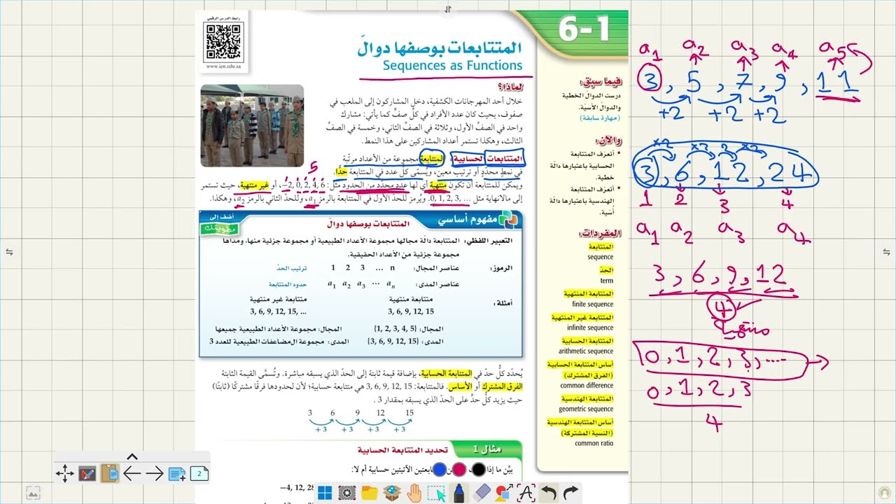 شرح درس المتتابعات بوصفها دوال #ثاني_ثانوي رياضيات الفصل الدراسي الثاني #مسارات