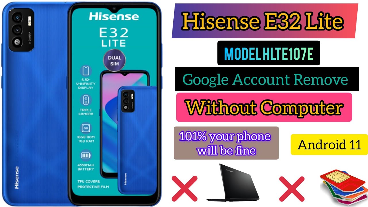 how to remove hisense e32 lite google account | hisense hlte107e frp bypass