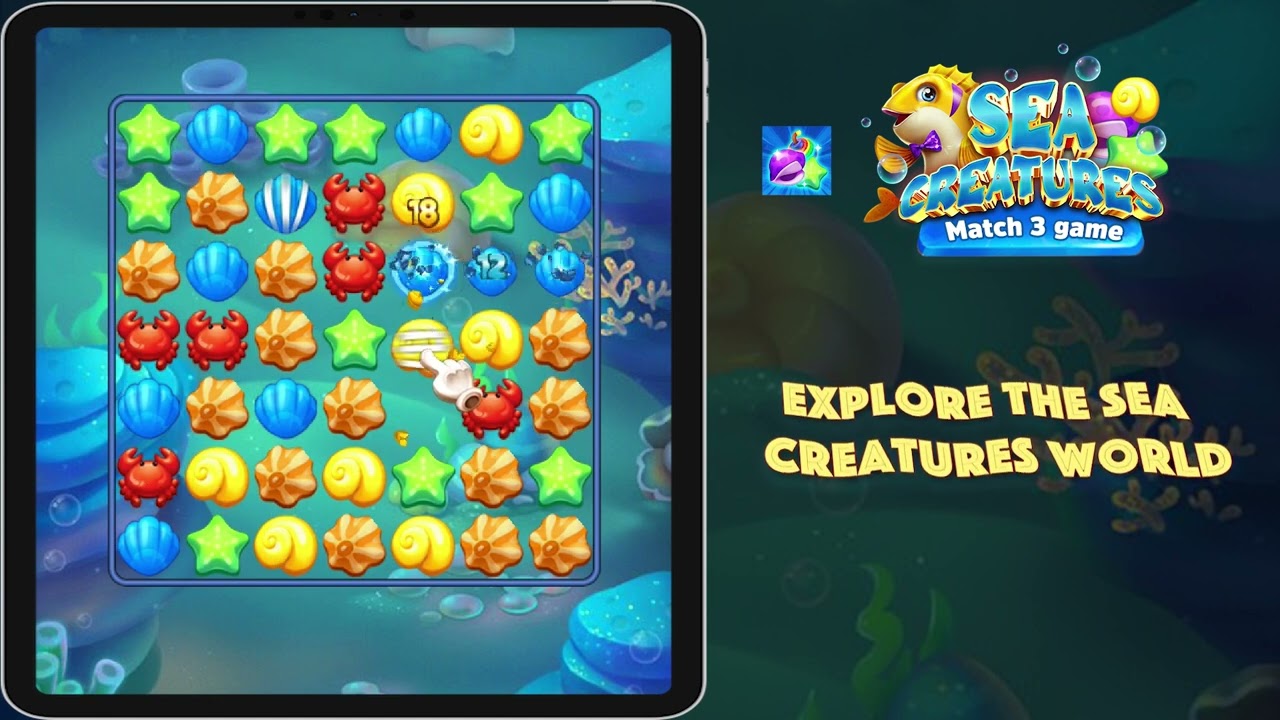 Sea creatures - Match 3 game #candycrush #candycrushsaga #candy #puzzle #match3 #match3games #game