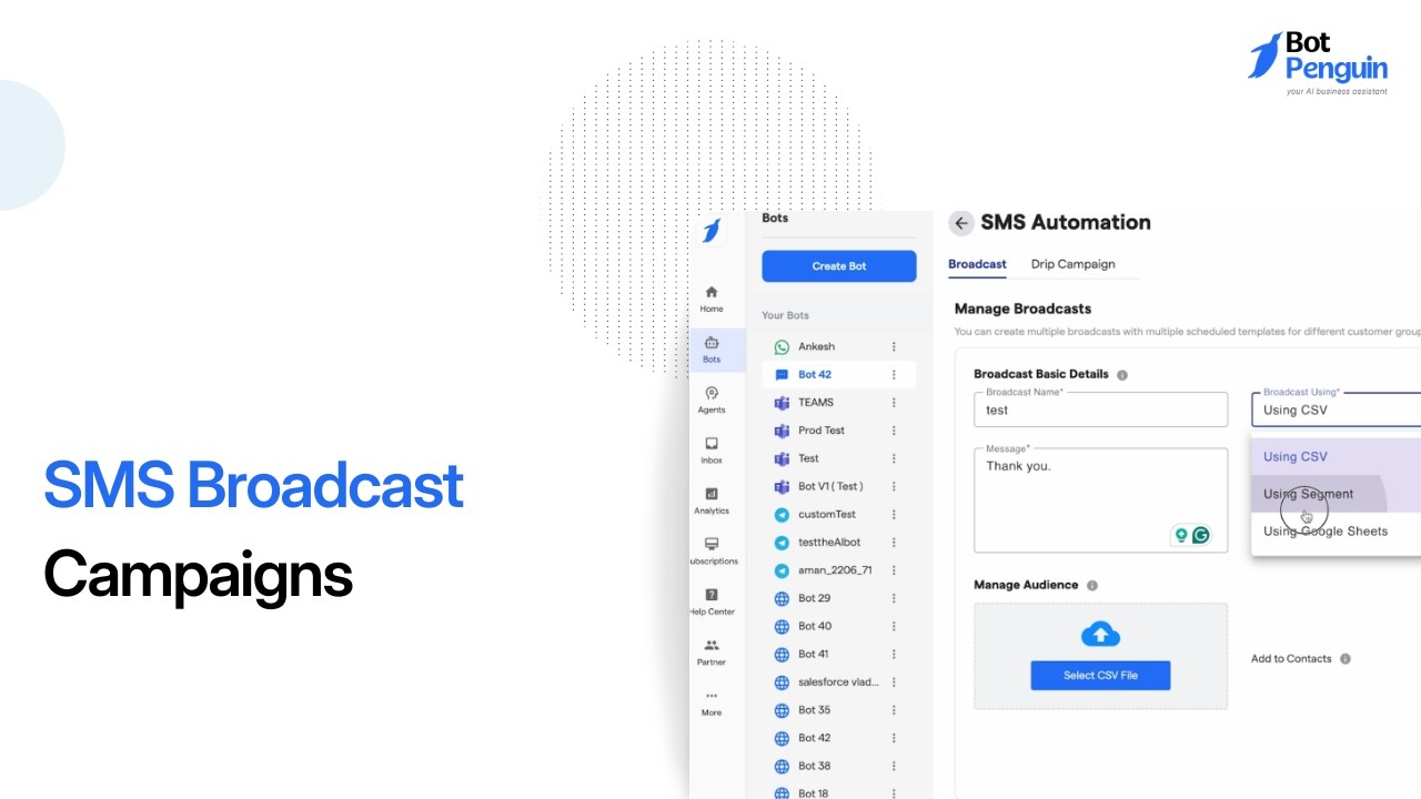 SMS Broadcast Campaigns || Send Bulk SMS with Automation || BotPenguin