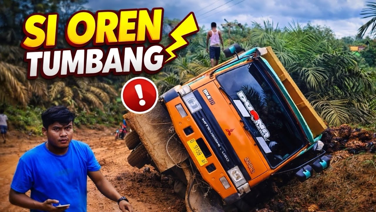 Truk oren gagal di tarik, akhirnya terguling