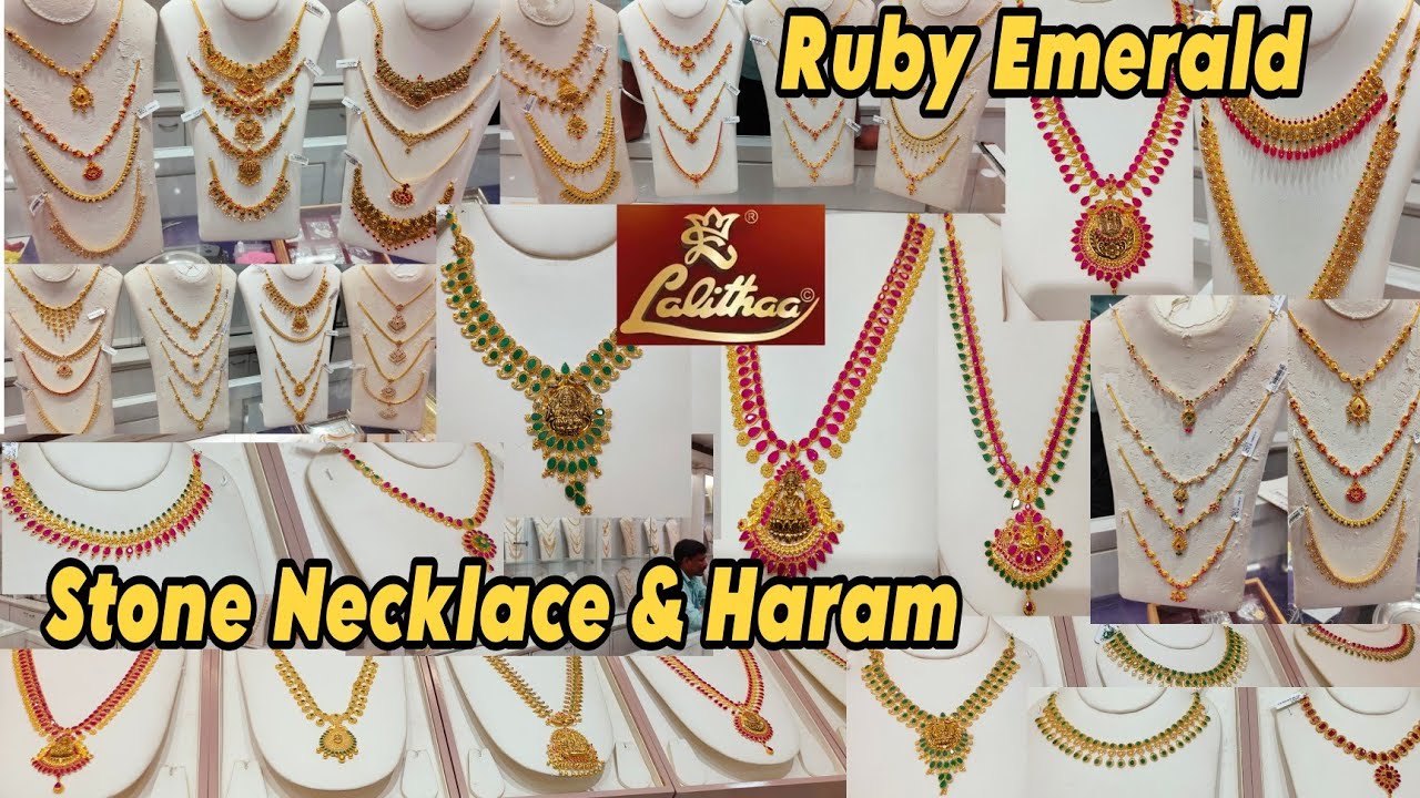 10grams Lightweight Necklace | Haram | Ruby & Emerald Necklace Haram | Lalitha Jewellery