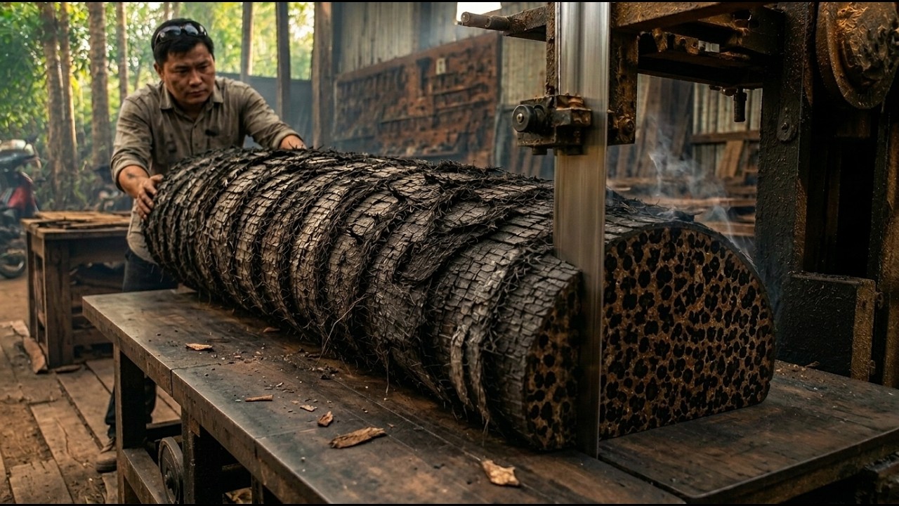 The Woodworker&rsquo;s Brilliant Idea: Turning a Burnt Black Log Into a Stunning Furniture Masterpiece