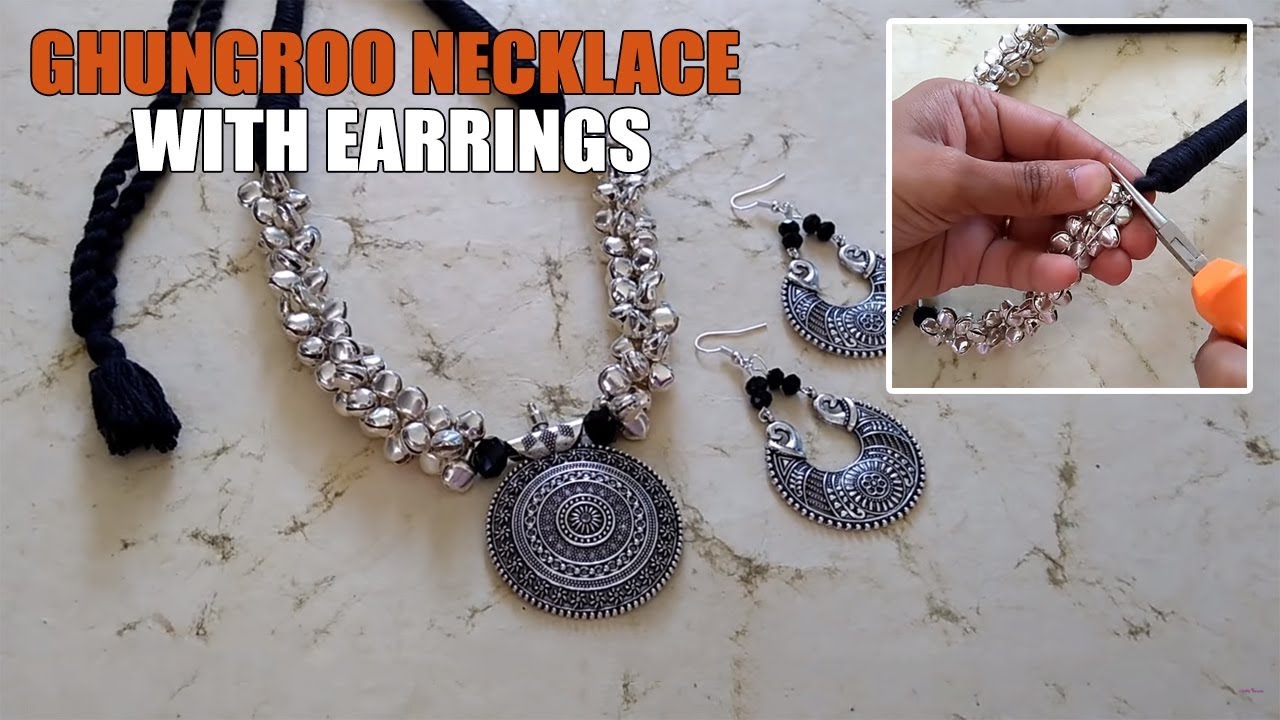 How to make Ghungroo Necklace With Earrings at Home | Make and Sell Idea | www.knottythreadz.com
