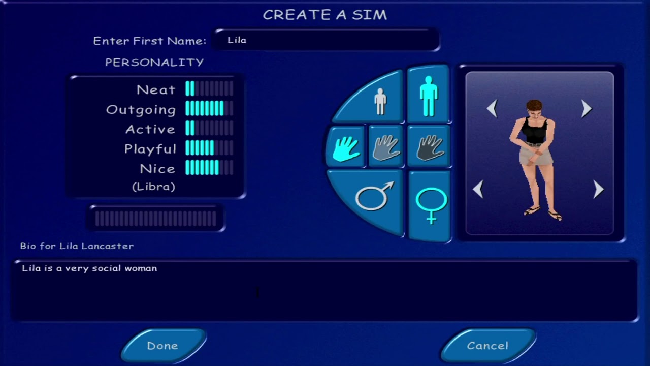 Sims 1- Create A Sim mode