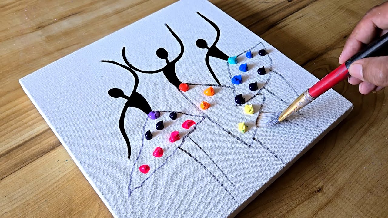 Easy Dancing Figures 💃💃💃 / Easy Acrylic Painting Technique / For Beginners 🤩🤩