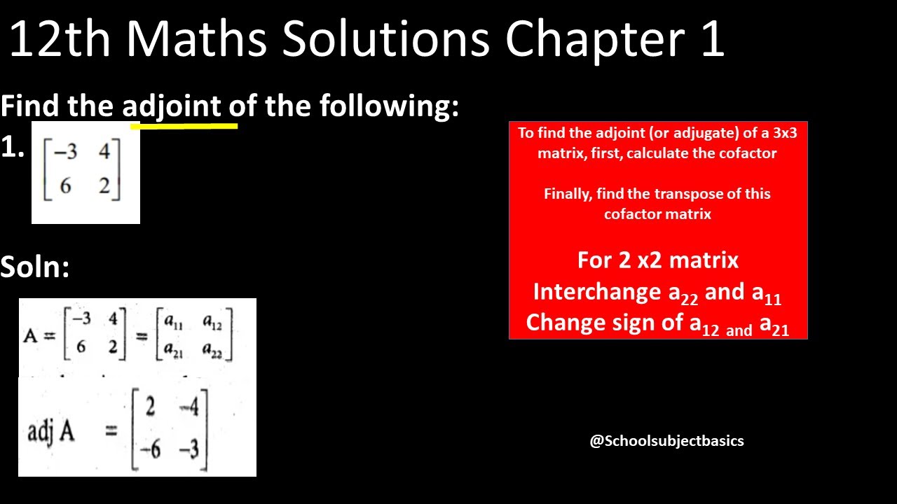 12th Maths Solutions Chapter 1/ex 1.1/matrices/School subjects basics
