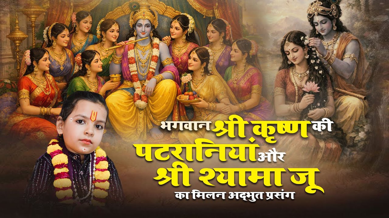 भगवान श्री कृष्ण की पटरानियां और श्री श्यामा जू का मिलन अद्भुत प्रसंग - Pujya Krishna Kishori Ji
