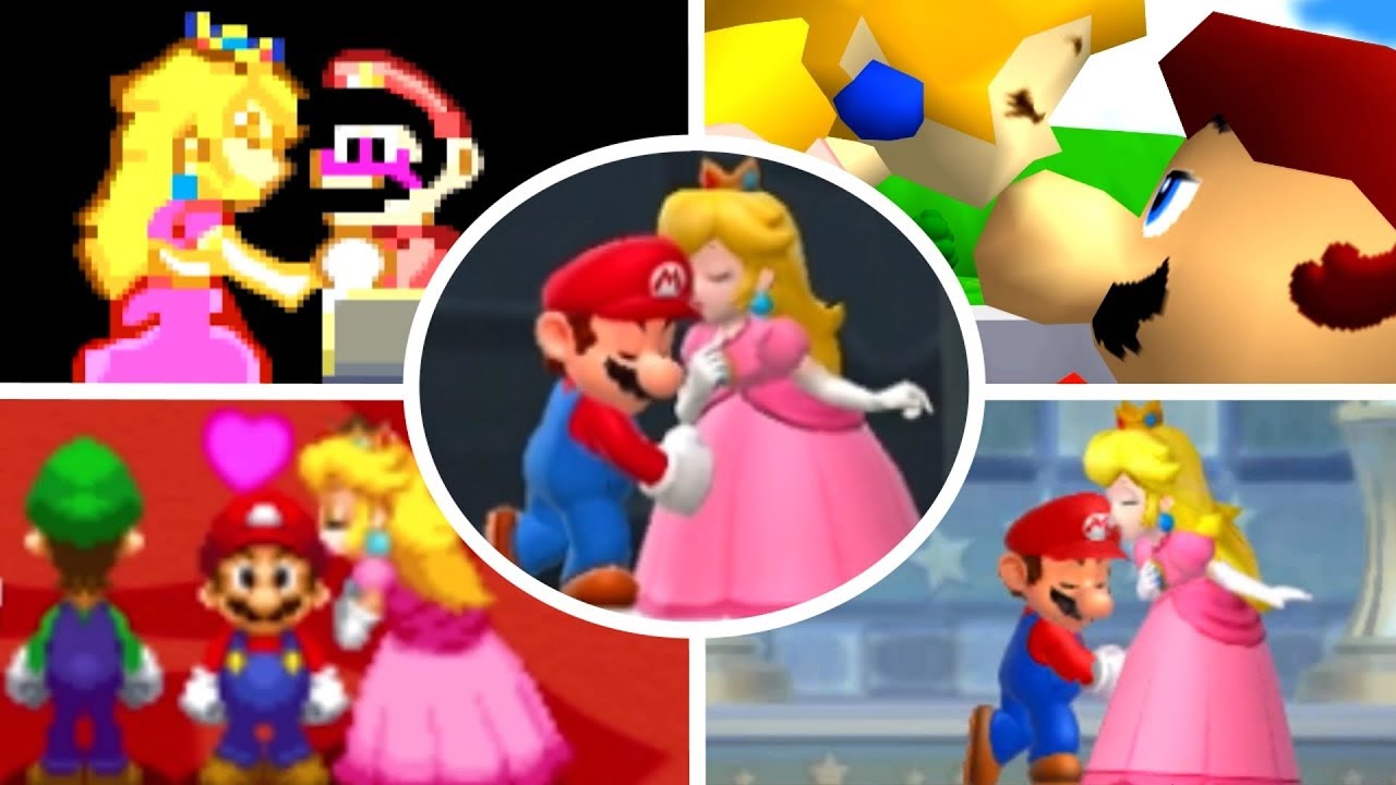 Evolution of Mario gets kissed by Peach (1990-2017)