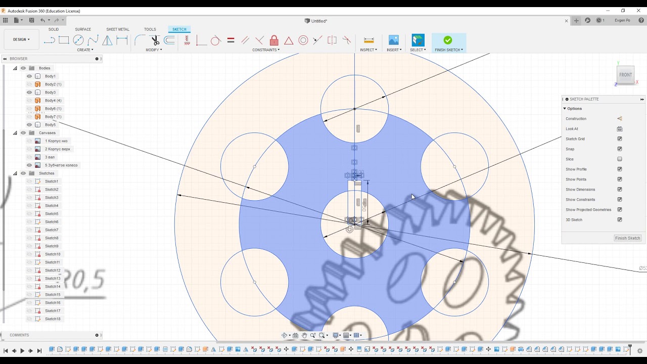 8.4 Шестерня редуктора во Fusion 360 по чертежу.