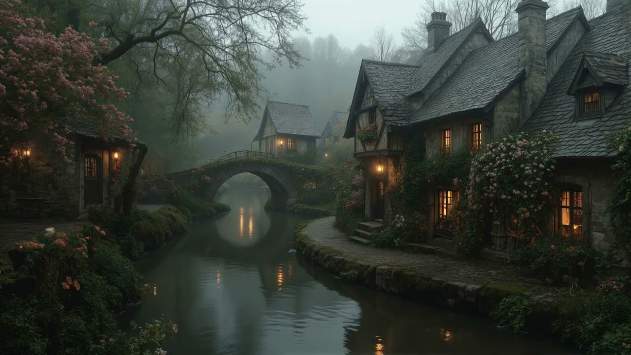 Dreamy Riverside Cottage Village | Dark Academia Playlist | Hauting Piano & Sad Cello