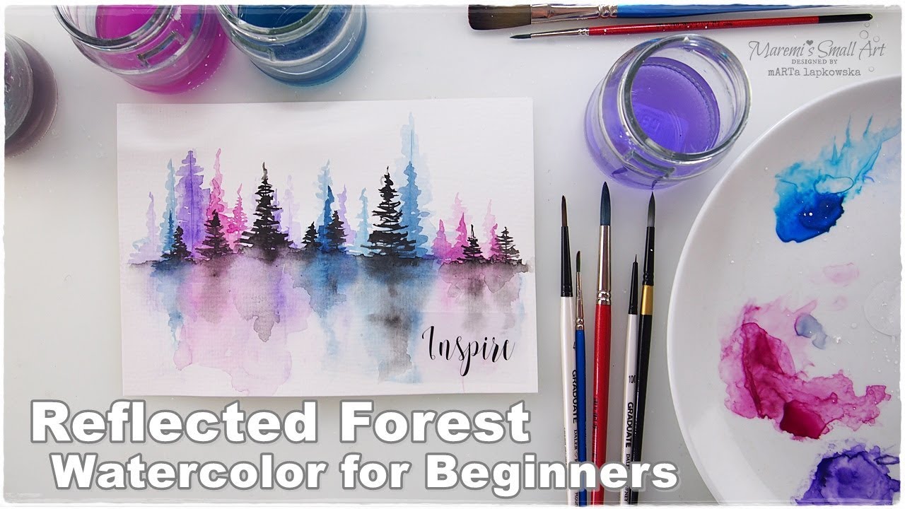 Reflected Forest Watercolor for Beginners ♡ Maremi's Small Art ♡