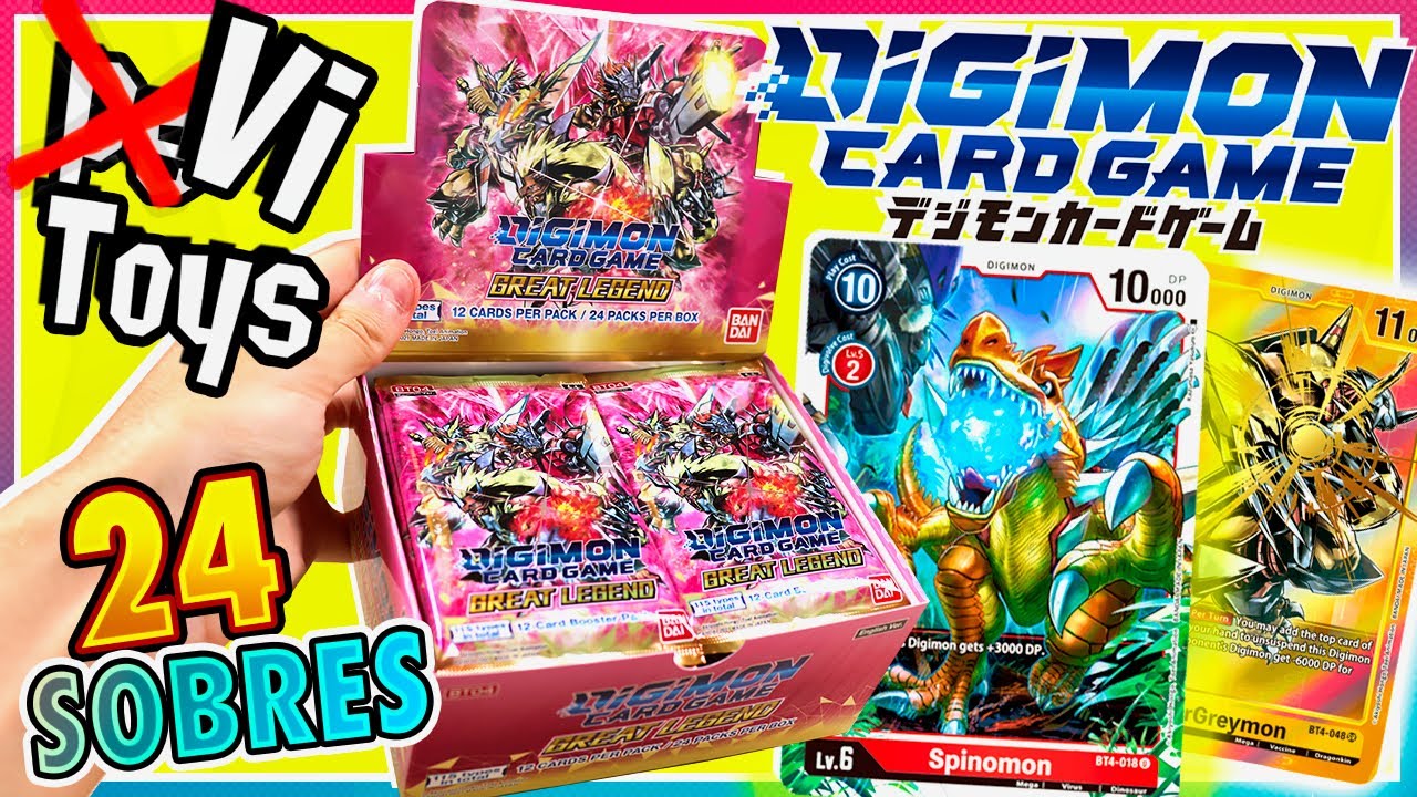 INVADIENDO EL CANAL DE PETOYS UNBOXING 24 SOBRES CARTAS DIGIMON CARD GAME BT04 GREAT LEGEND