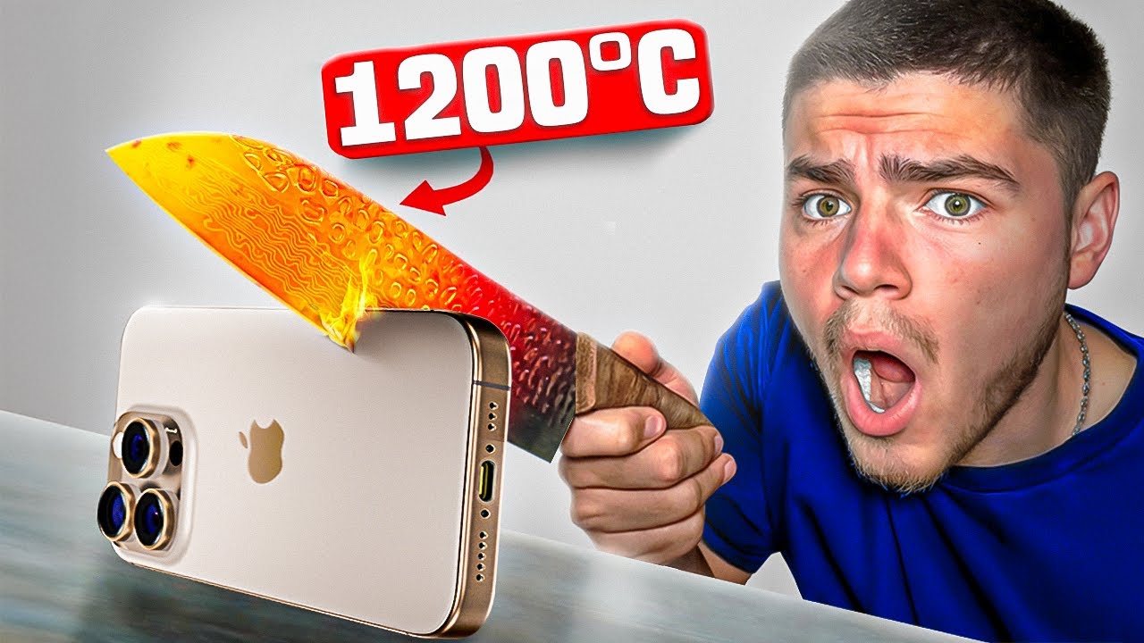 COUTEAU 1200&deg;C VS IPHONE ! (Coup&eacute; en deux)
