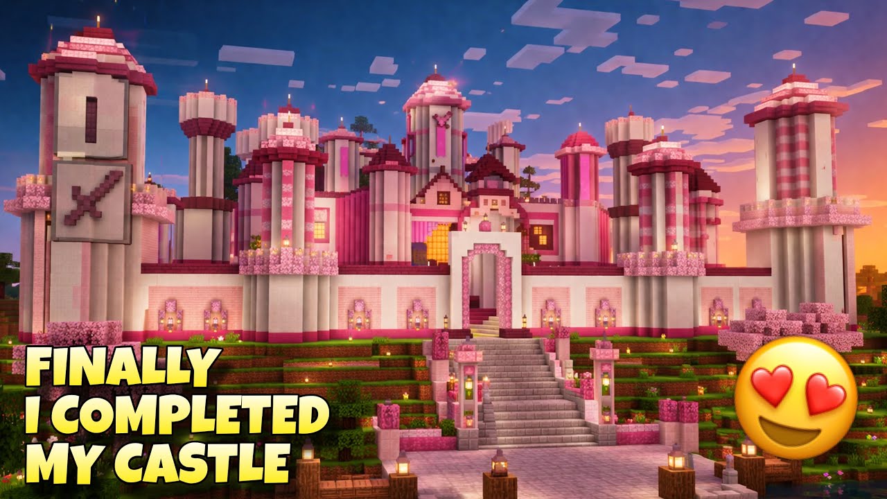 FINALLY I COMPLETED MY CUTE CHERRY BLOSSOM CASTLE || MINECRAFT SURVIVAL SERIES 