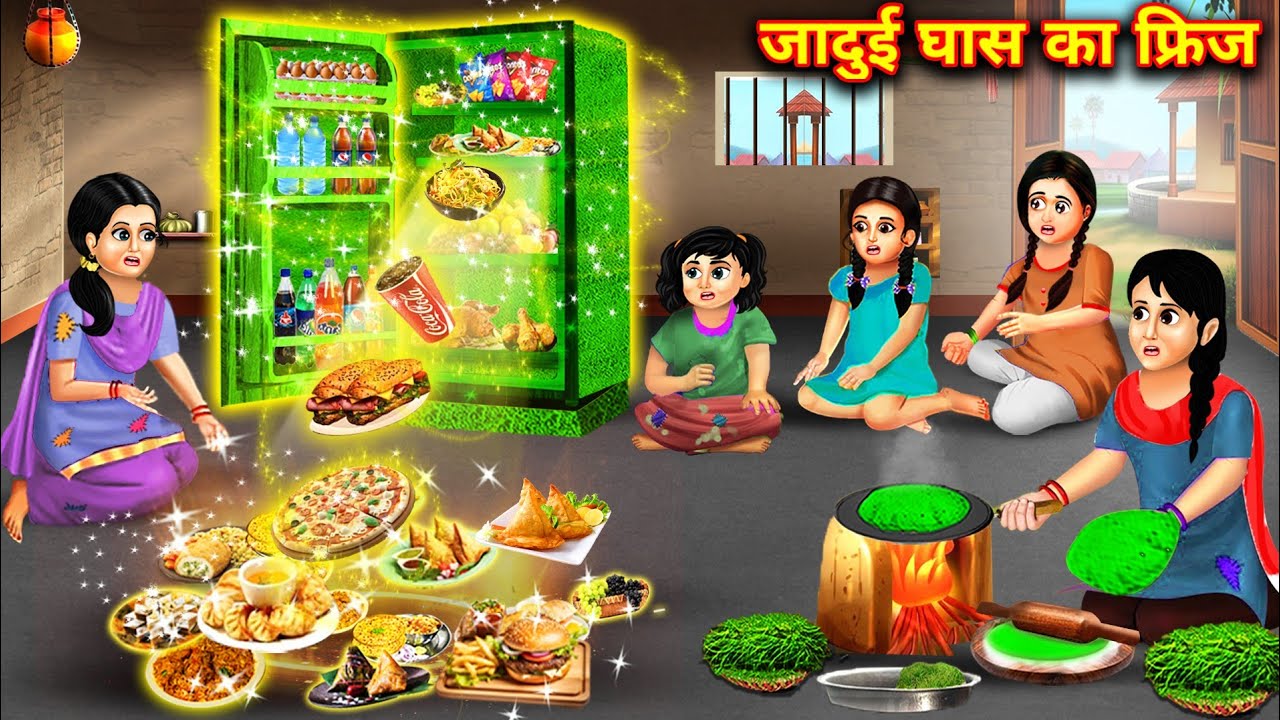 5 अनाथ बहनों का जादुई घास का फ्रिज । panch anath bahanon ka jaadui ghas ka fridge । abundance Hindi.