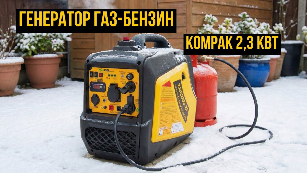 Генератор газ+бензин KOMPAK 2,3 кВт інверторний двопаливний (KGG20Ei-DF)