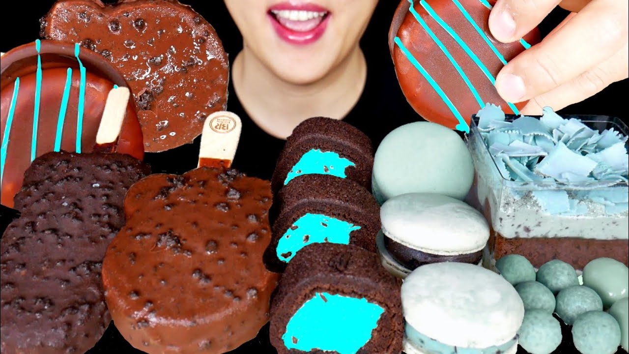 ASMR MINT CHOCOLATE FEAST *ICE CREAM CAKE CHOCO BALL DESSERTS MUKBANG 민트 초코 초콜릿 먹방 EATING SOUNDS.