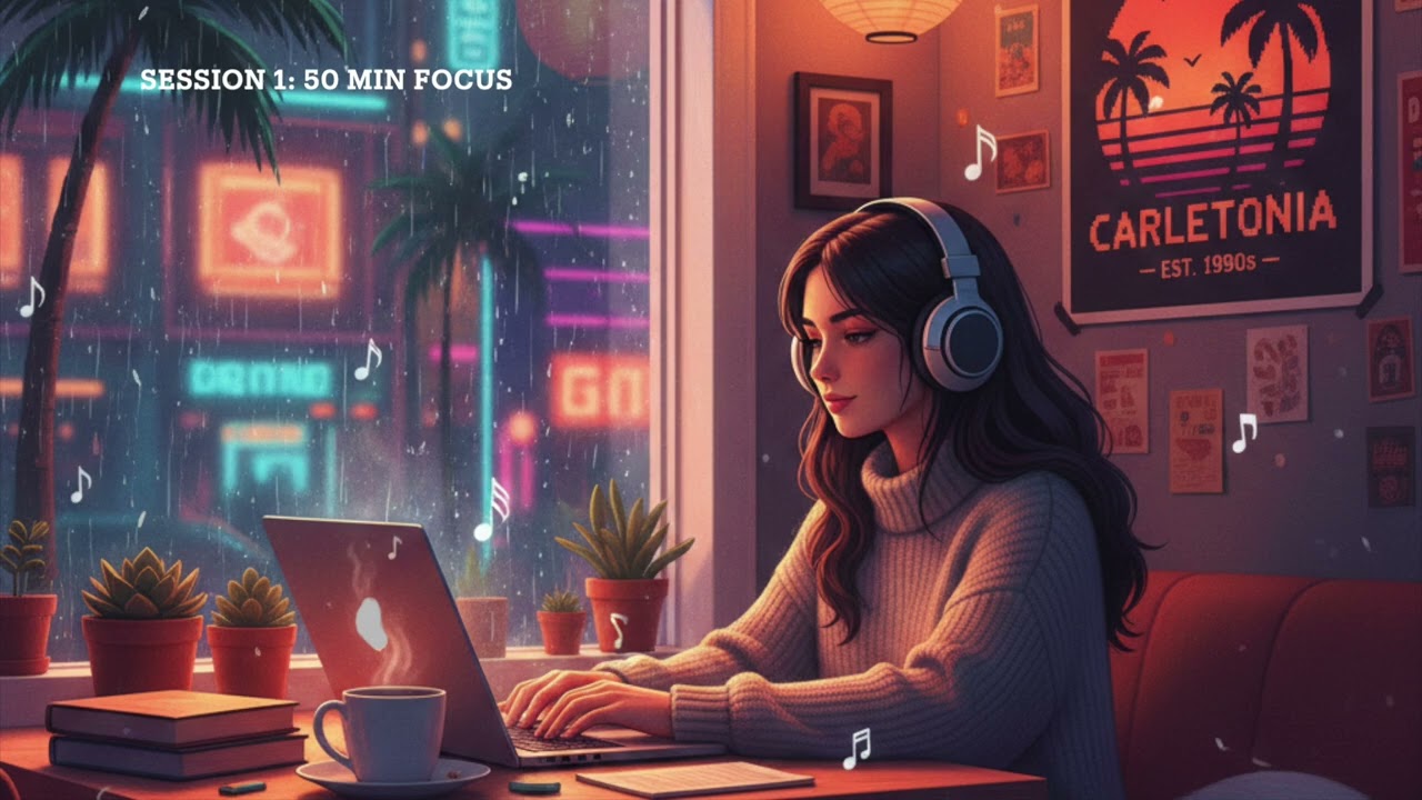 2-HOUR STUDY WITH ME in a cozy cafe 🌧️  | Pomodoro 50/10, Lofi Music, Cozy Ambience, Deep Work