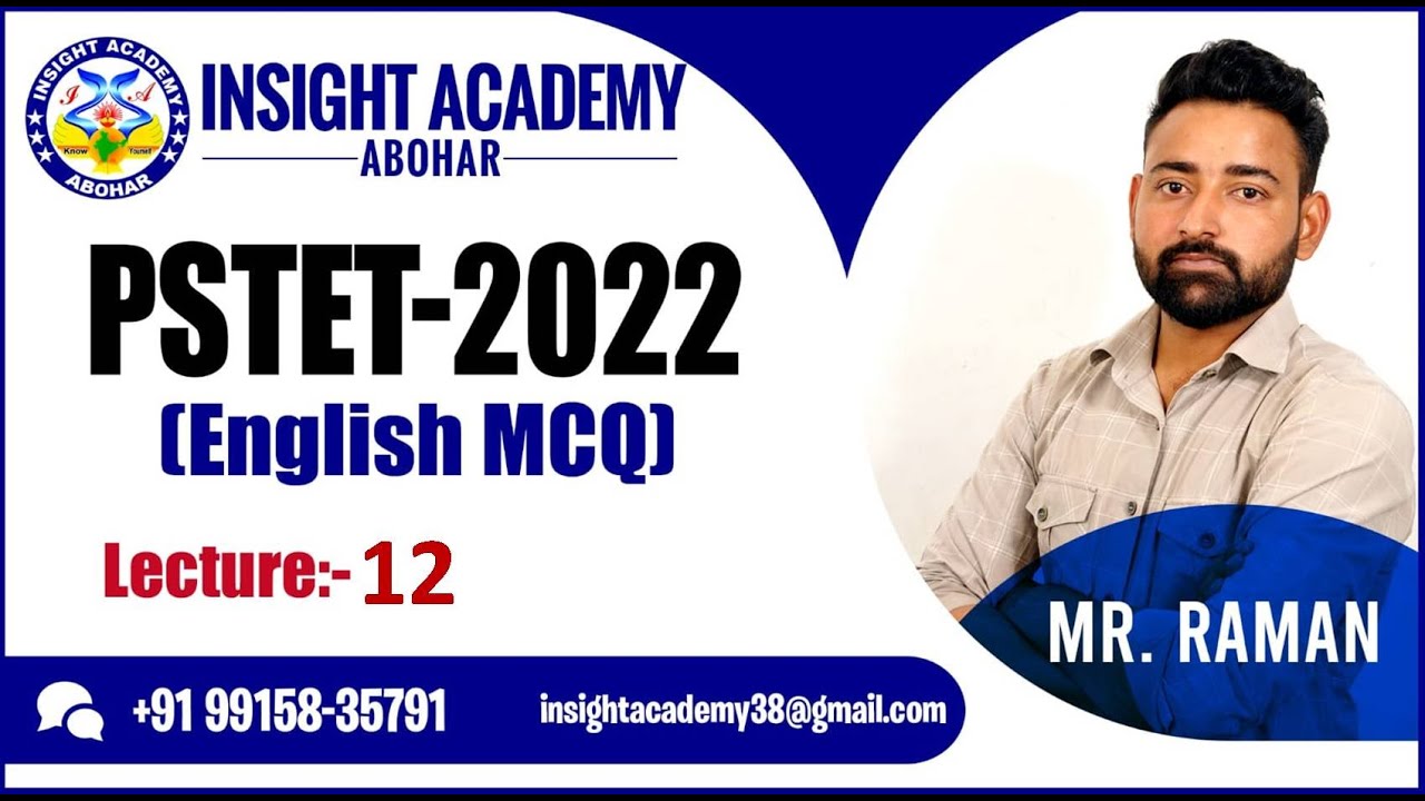 PSTET English Classes | 12 | PSTET English Preparation | PSTET English Insight Academy Abohar
