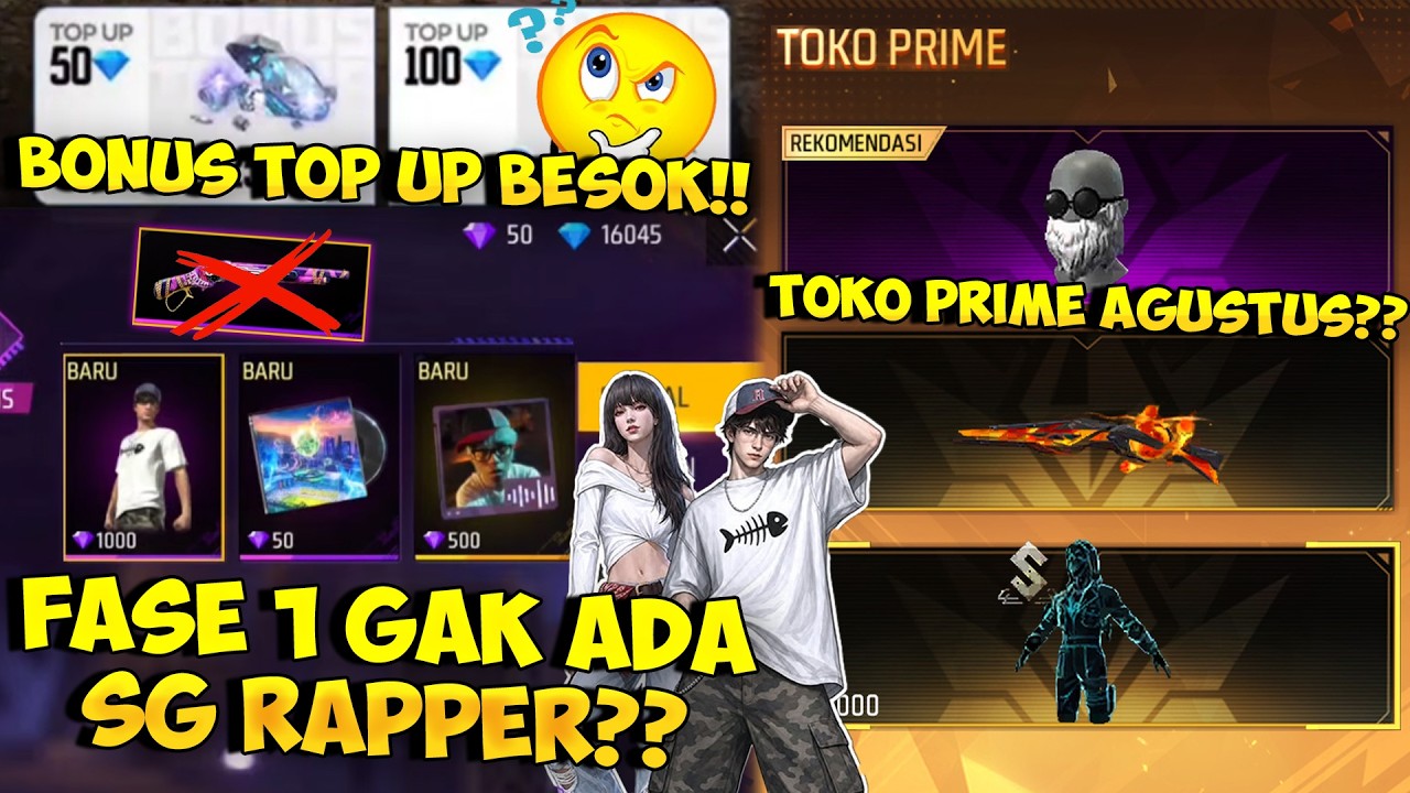 BOCORAN TOKO PRIME AGUSTUS & BONUS TOP UP BESOK !! Event DM Ungu Fase 1 Gak Ada Skin SG2 Rapper ??🤔