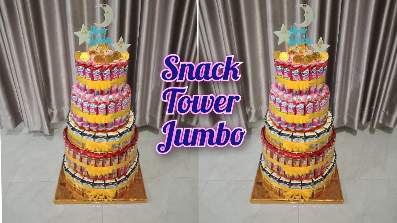 Snack Tower Jumbo | Snack Tower Dengan Susu Kotak | Snack Ulang Tahun