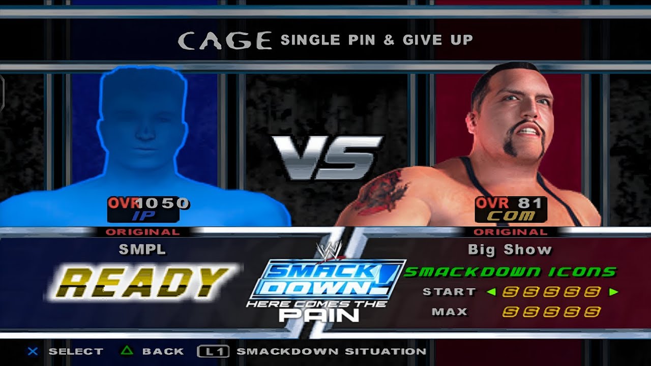 Ovr 1050 Creation Vs Big Show | Cage Pin & Give Up  | Single Match | SmackDown HCTP | 