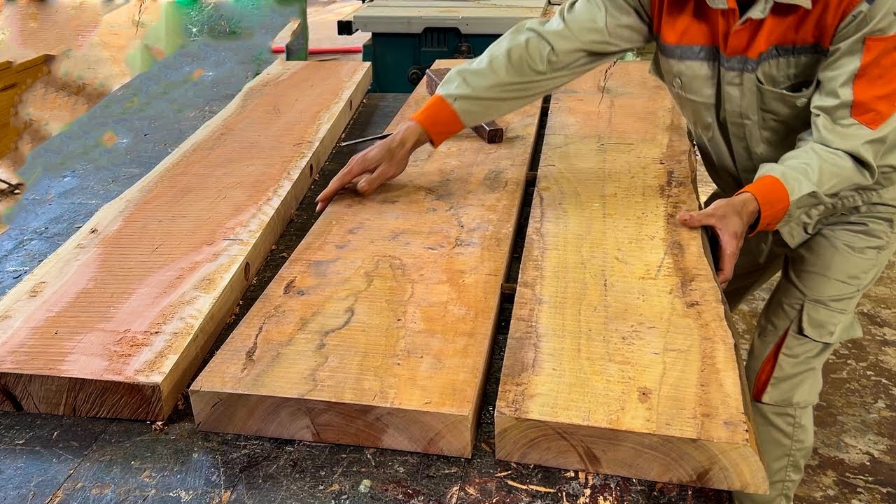 Imposing Dining Table from Cracked Wood Pieces // Great Woodworking Furnitures Design