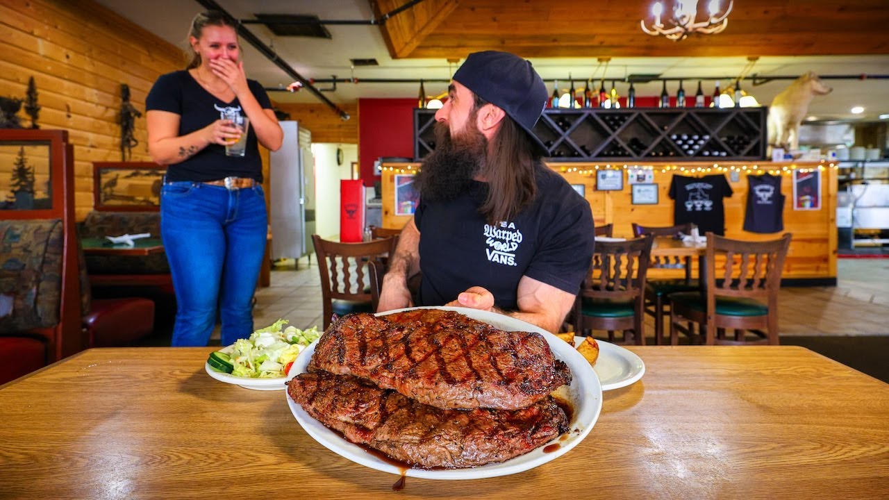 TYLKO DWIE OSOBY POKONAŁY TO WYZWANIE 72 OZ STEK&Oacute;W W OREGONIE! | BeardMeatsFood