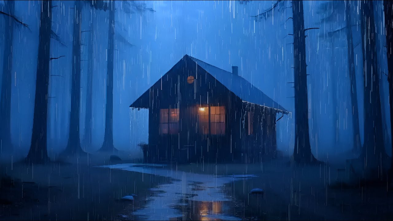 Night Forest Rain with Distant Thunder | Relax & Fall Asleep