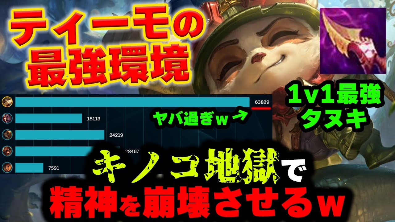 【LOL・TOP】ティーモ”笑える鬼畜プレイ”...無限キノコで敵がマップ恐怖症になった瞬間ｗｗｗ