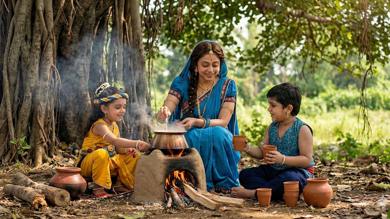 गोकुल के खेतों में यशोदा मईया ने बनाई गरमा-गर्म चाय | यशोमती मईया वाले नंदलाला | Krishan Leela