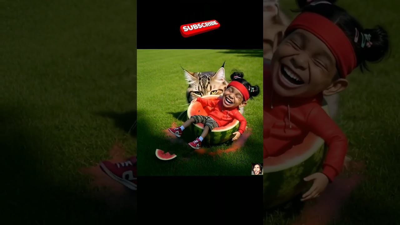 Inside a Watermelon: The Sweet Escape Turns Sour #watermelon #comedy #giantcat #heatreaction #funny