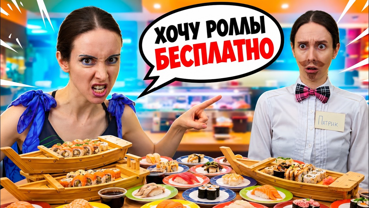 МЫЖСЕМЬЯ вернулись В СУШИ БАР 😱 Официант в шоке! / День Рождения Виолетты