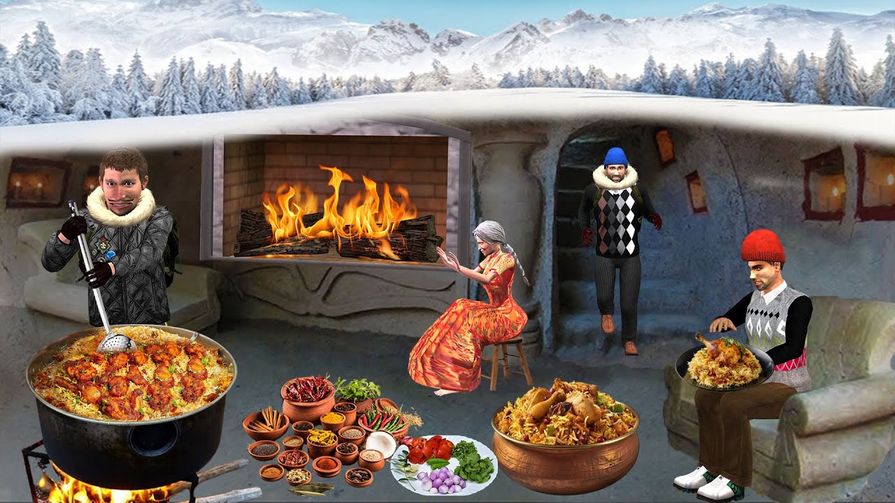 Underground Chicken Biryani Cooking in Winter Hindi Kahaniya Moral Stories Funny Hindi Comedy Video