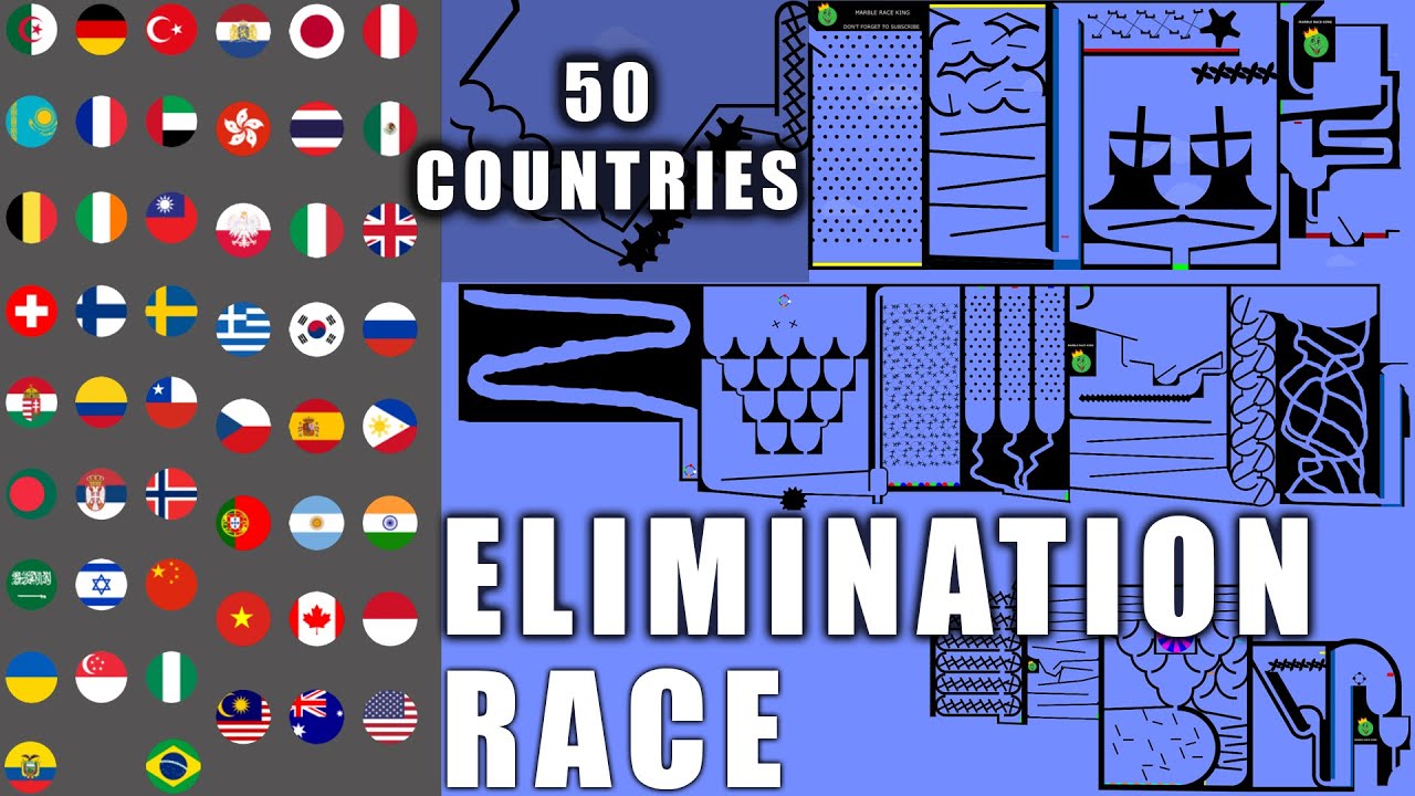 50 Countries Elimination Marble Race in Algodoo \ Marble Race King