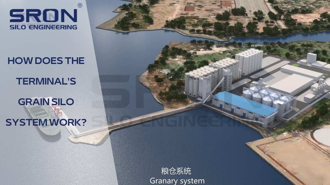 How does the terminal's grain silo system work?