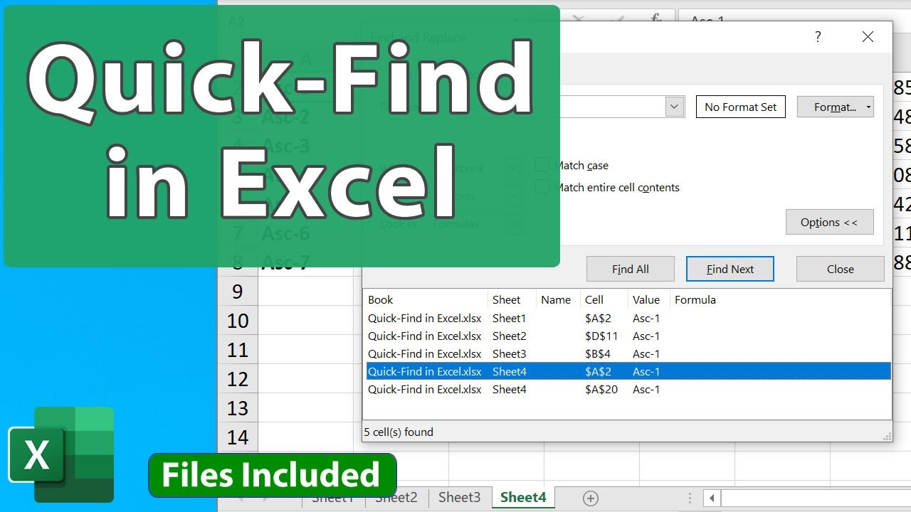 Quick-Find in Excel - EQ 84